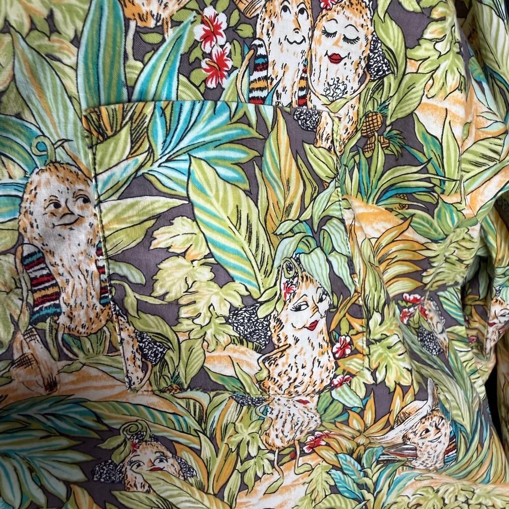 Vintage 90s Charles Goodnight Cotton Novelty Peanut Fiesta Jungle Nightshirt OS - Picture 10 of 13